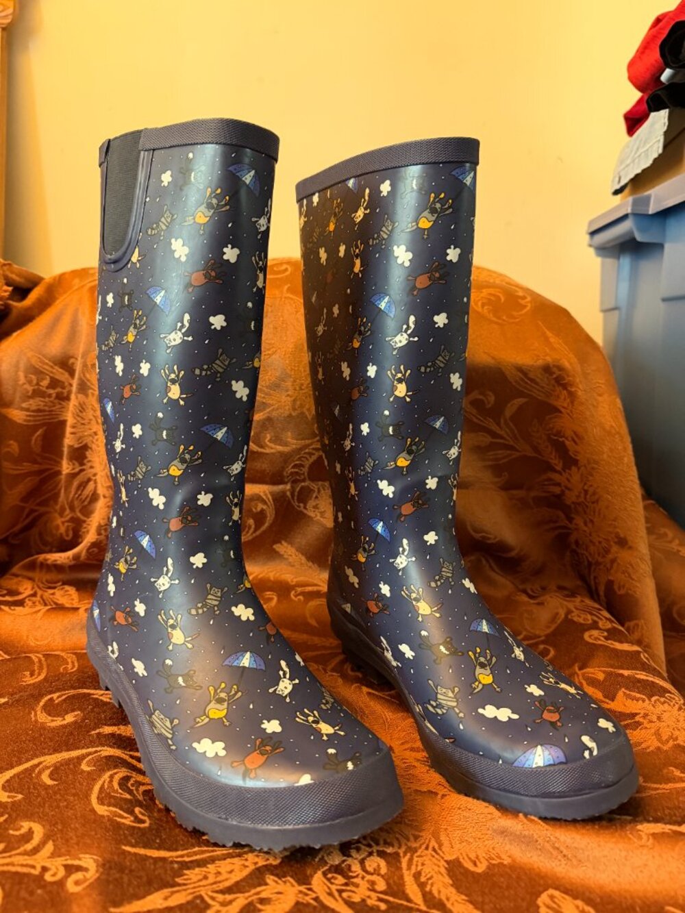 Serra Women's "Raining Cats & Dogs" Tall Rain Boots Sz 10